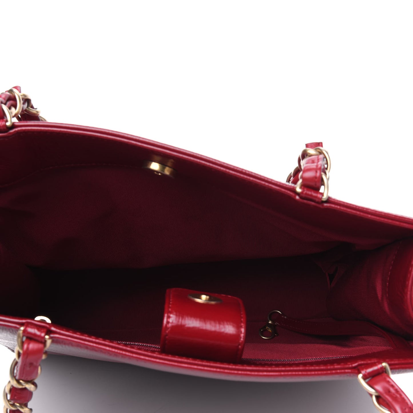 Shiny Aged Calfskin North South Shopping Bag Red