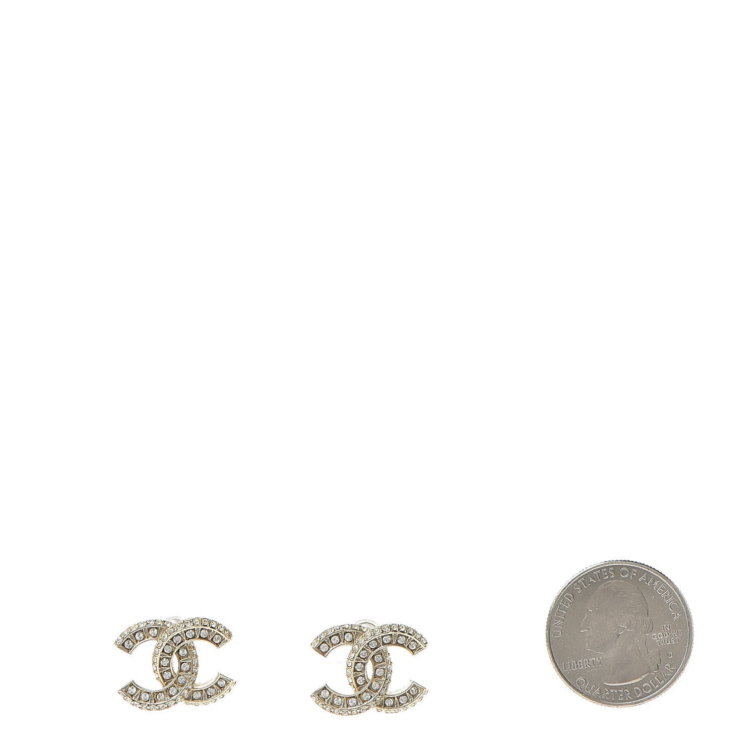 Chanel Crystal Timeless CC Earrings Light Gold 2 of 4