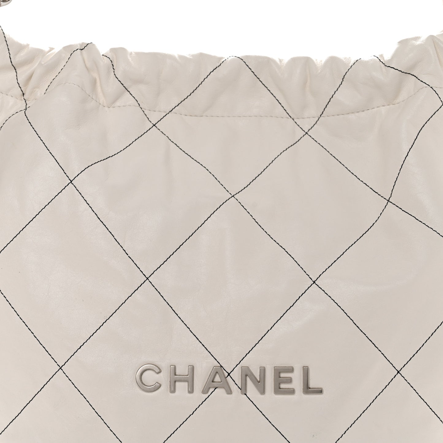 Shiny Calfskin Quilted Chanel 22 White Black
