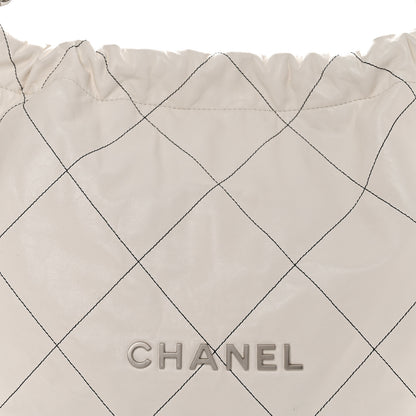 Chanel Shiny Calfskin Quilted Chanel 22 White Black 10 of 14