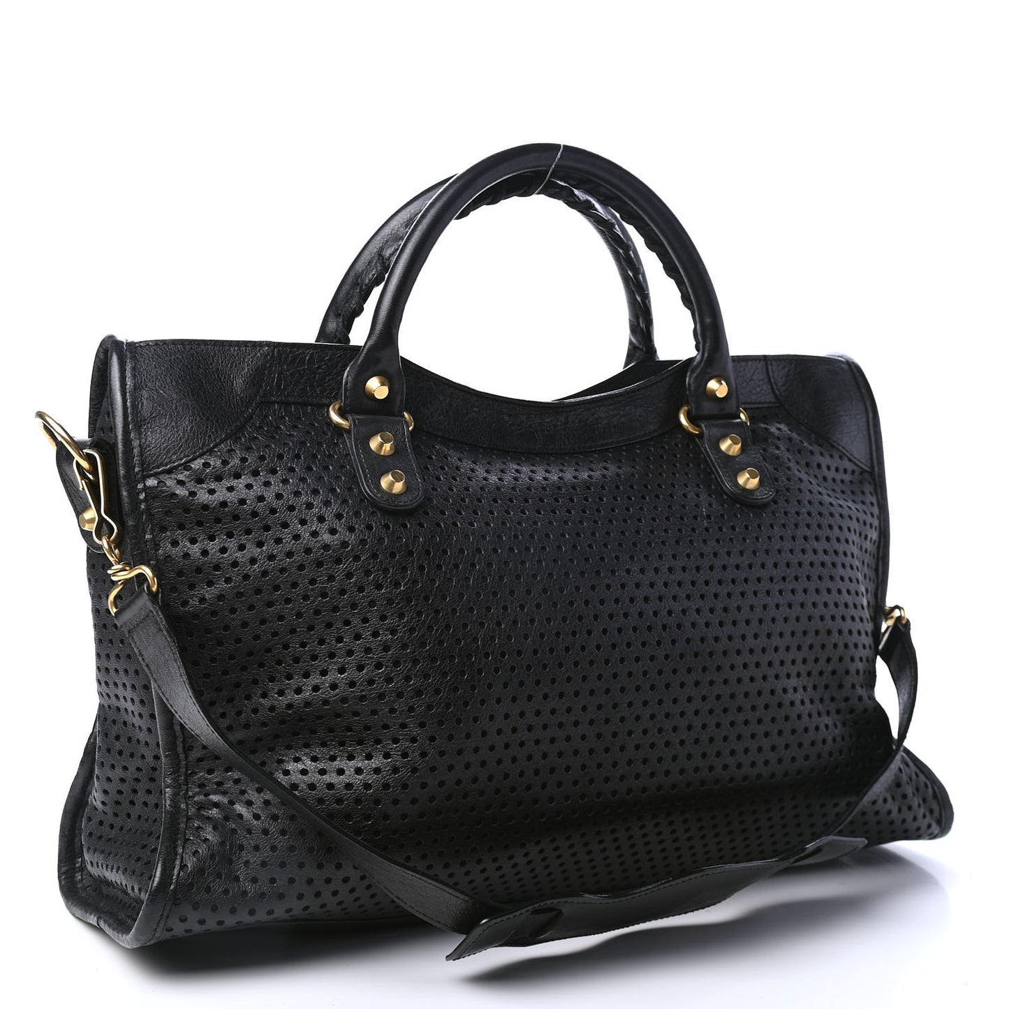Agneau Laser Cut Cross Classic Gold Hardware City Black