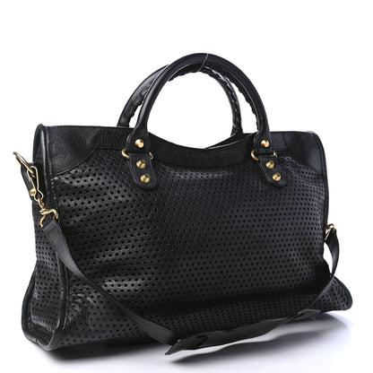 Balenciaga Agneau Laser Cut Cross Classic Gold Hardware City Black 2 of 4