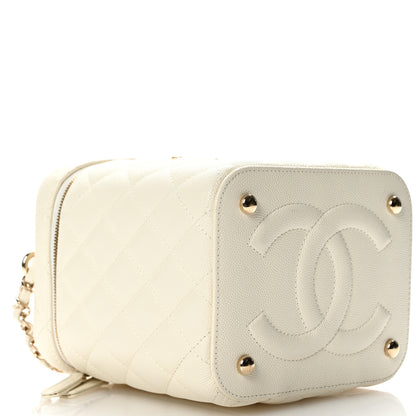 Chanel Caviar Quilted Small Top Handle Vanity Case With Chain White 9 of 10