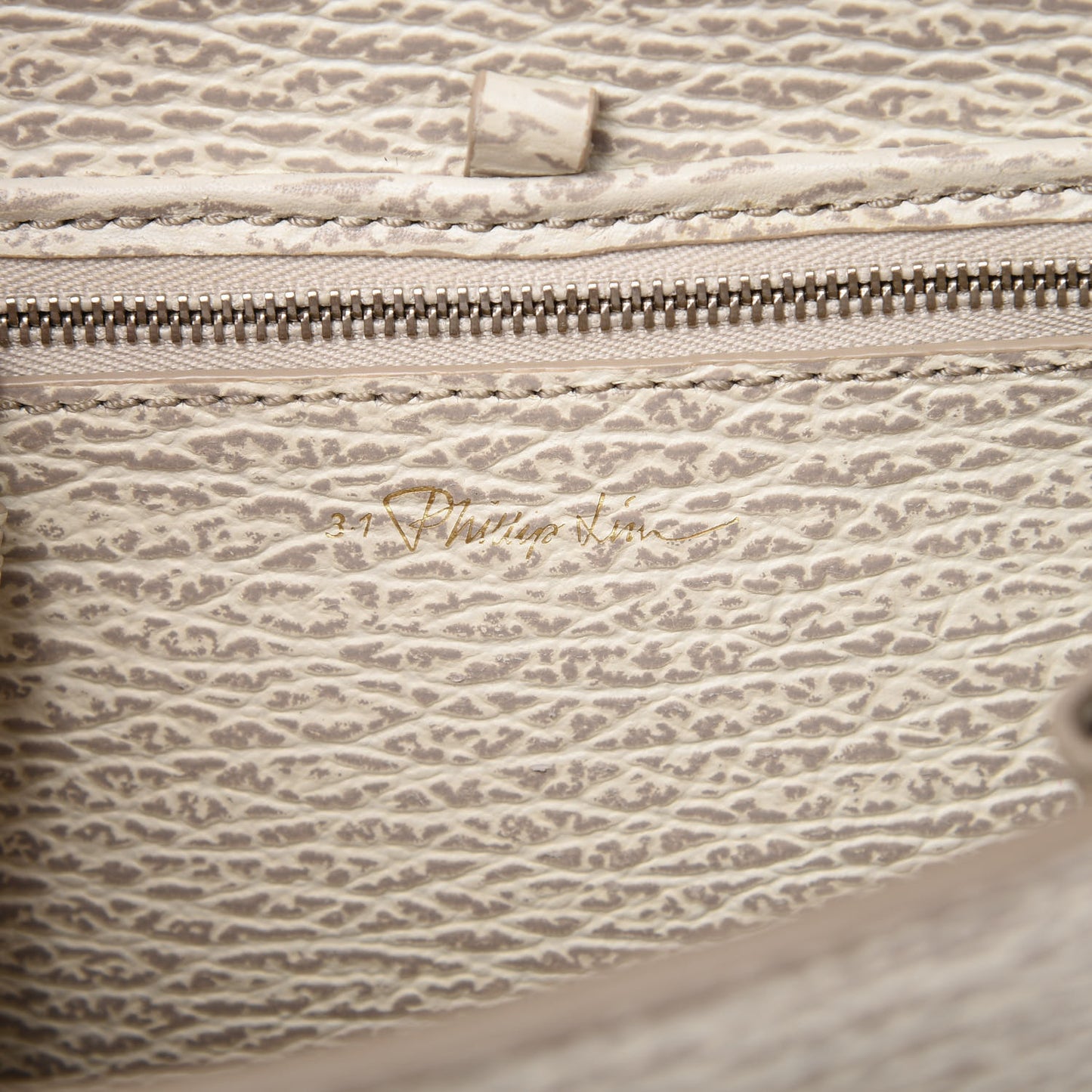 Shark Embossed Textured Calfskin Mini Pashli Satchel Ivory Dove