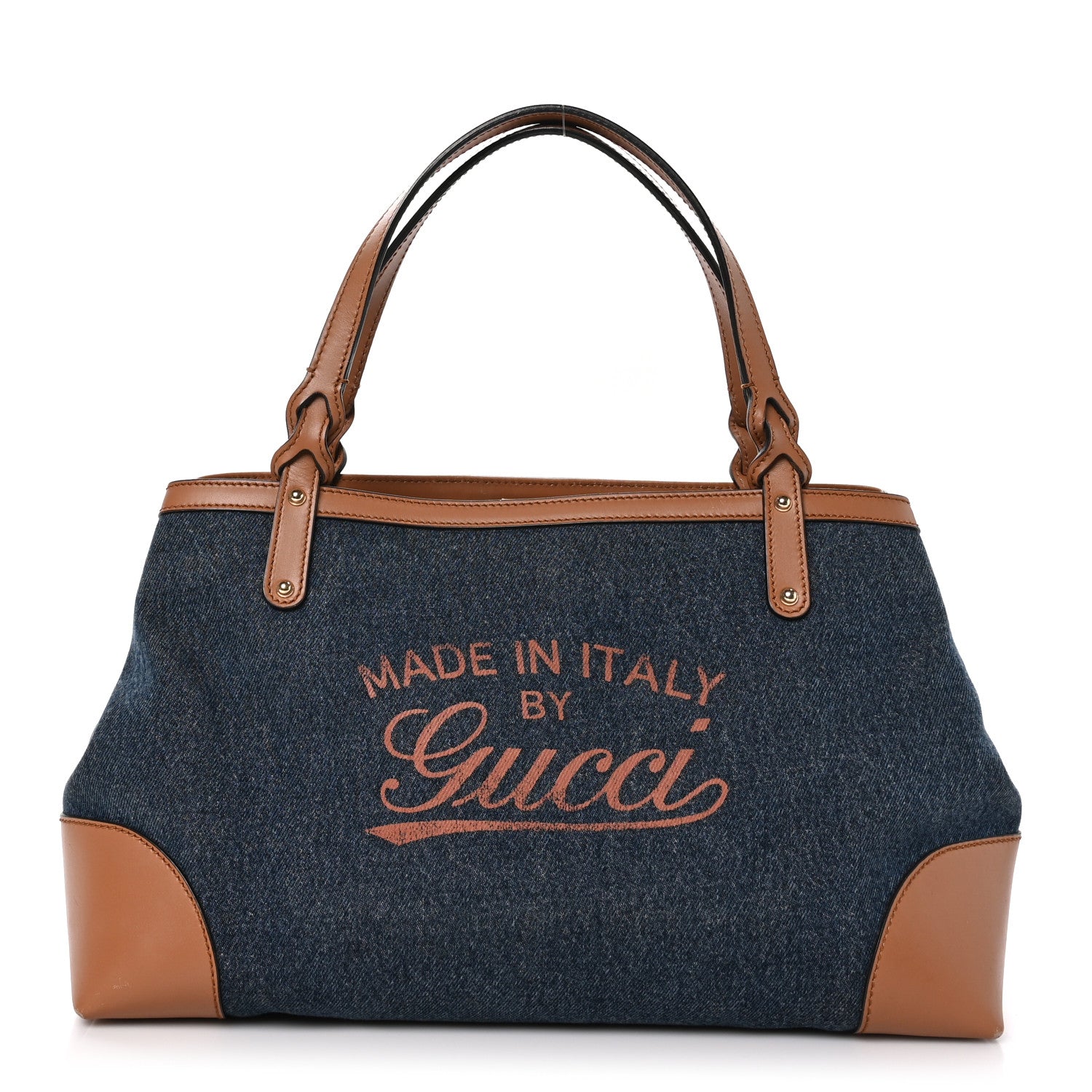 Gucci Denim Calfskin Tote Brown 1 of 12