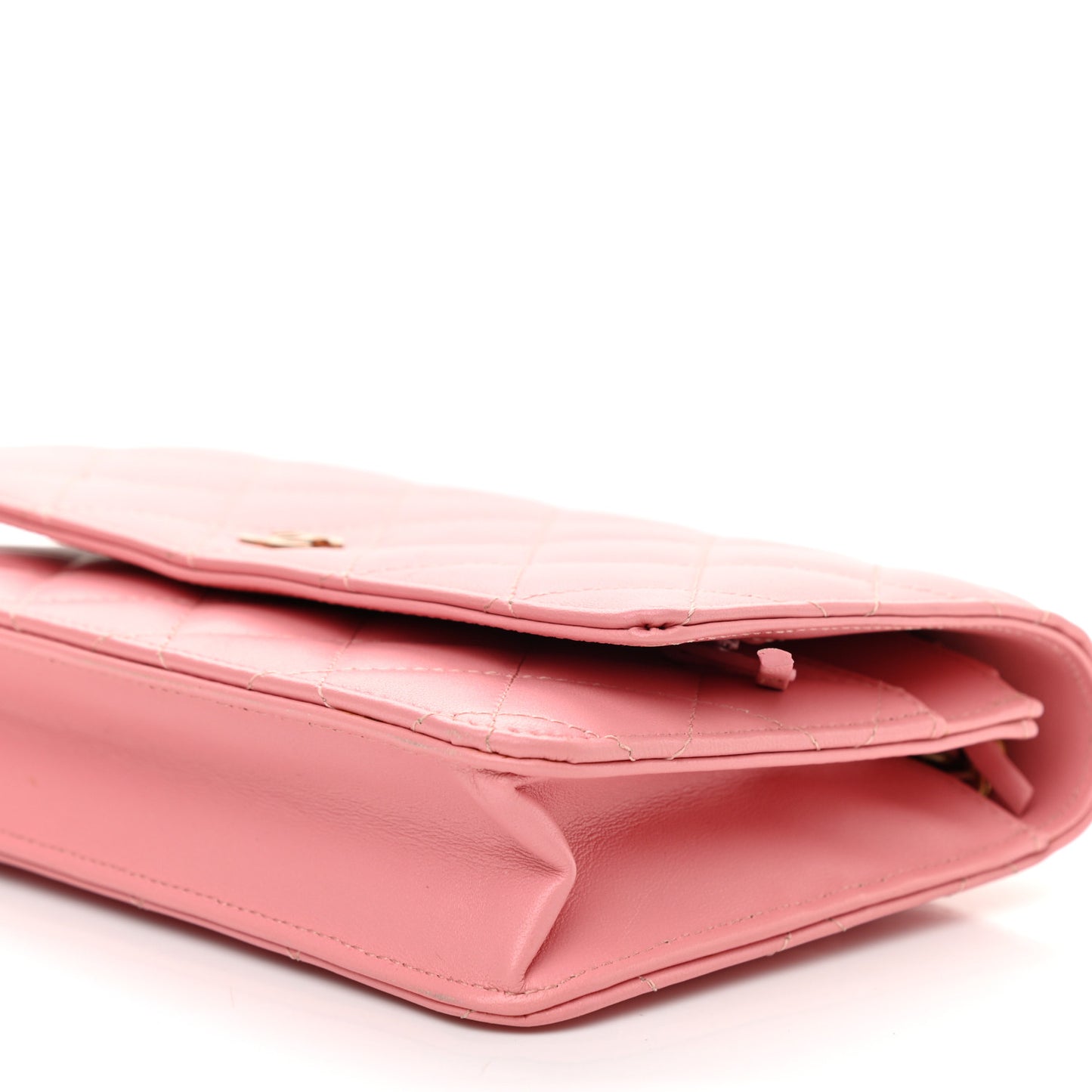 Lambskin Quilted Wallet On Chain WOC Pink