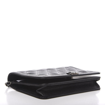 Chanel Caviar Quilted Boy Wallet On Chain WOC Black 3 of 11