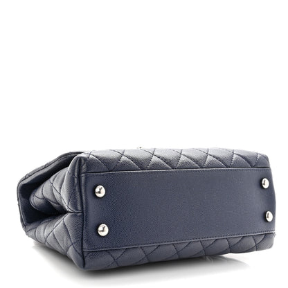 Chanel Caviar Lizard Embossed Quilted Mini Coco Handle Flap Dark Blue 4 of 10