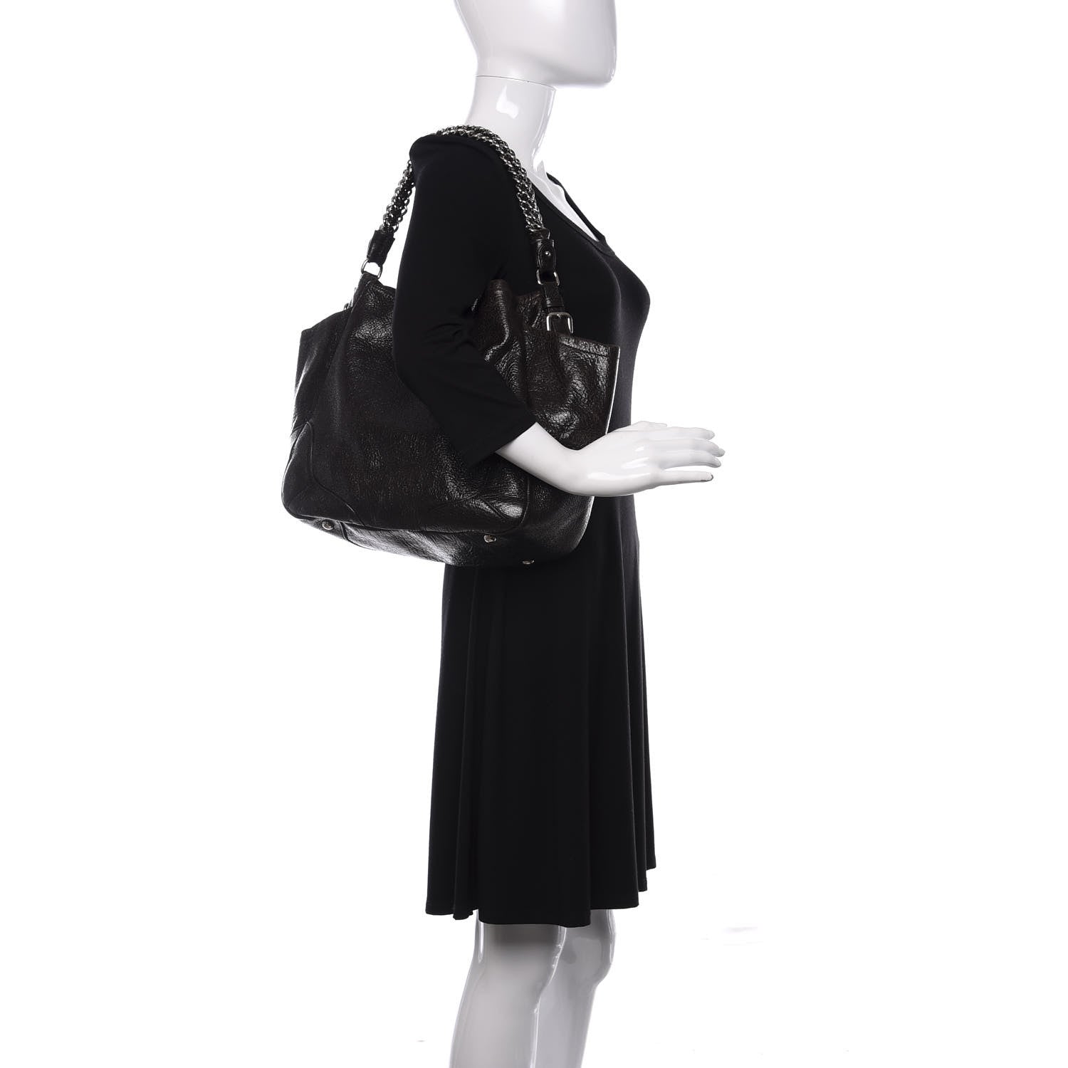 Prada Cervo Lux Chain Shoulder Bag Brown 2 of 10