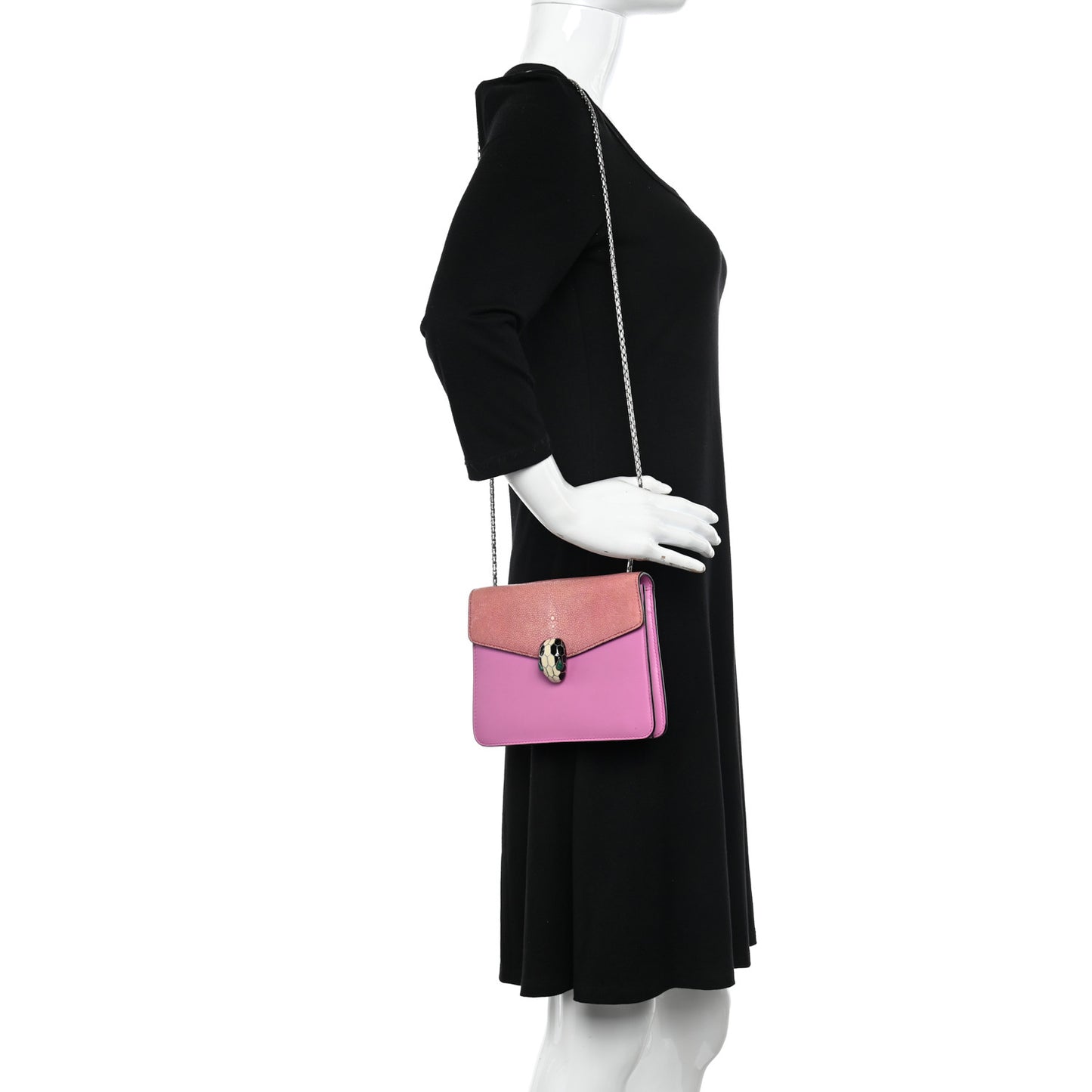 Calfskin Galuchat Serpenti Forever Crossbody Bag Pink