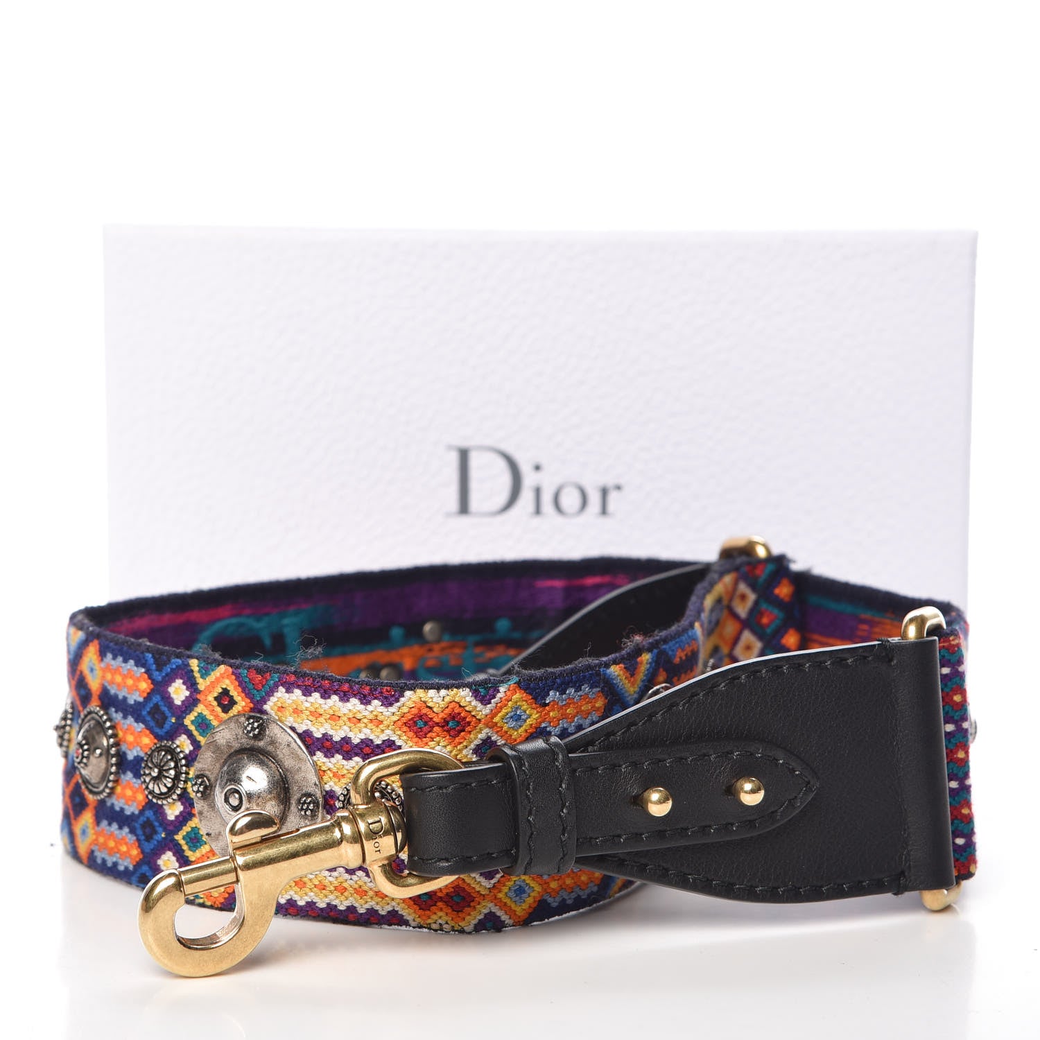 Christian Dior Canvas Embroidered Studded Mexico Shoulder Strap Multicolor 5 of 5