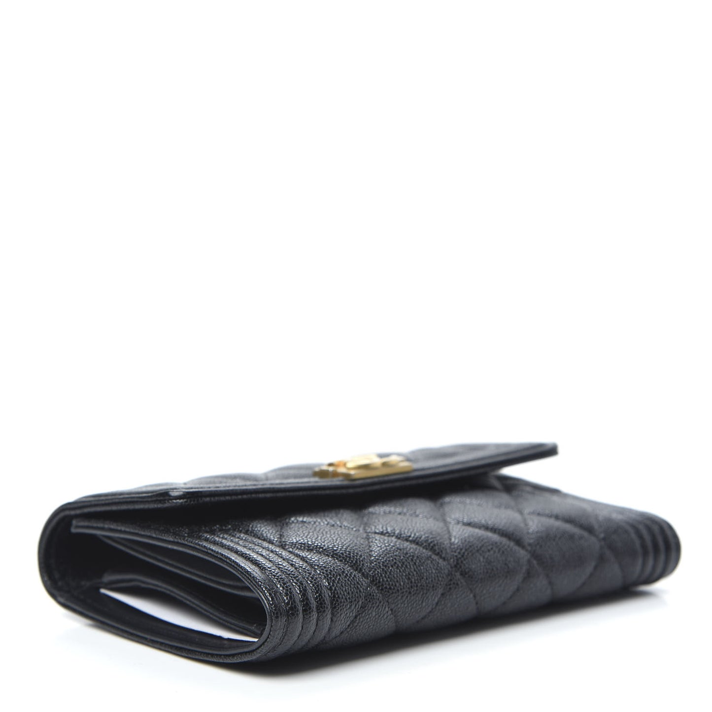 Caviar Quilted Medium Boy Flap Wallet Black