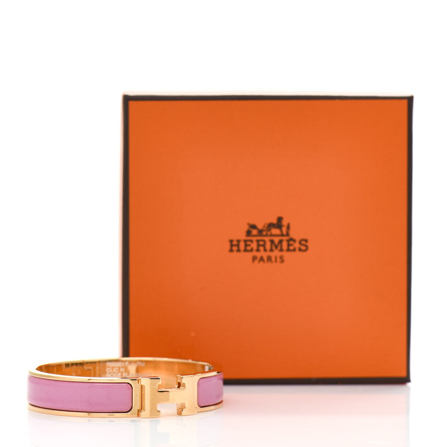 Enamel Narrow Clic Clac H Bracelet PM Rose Flamingo
