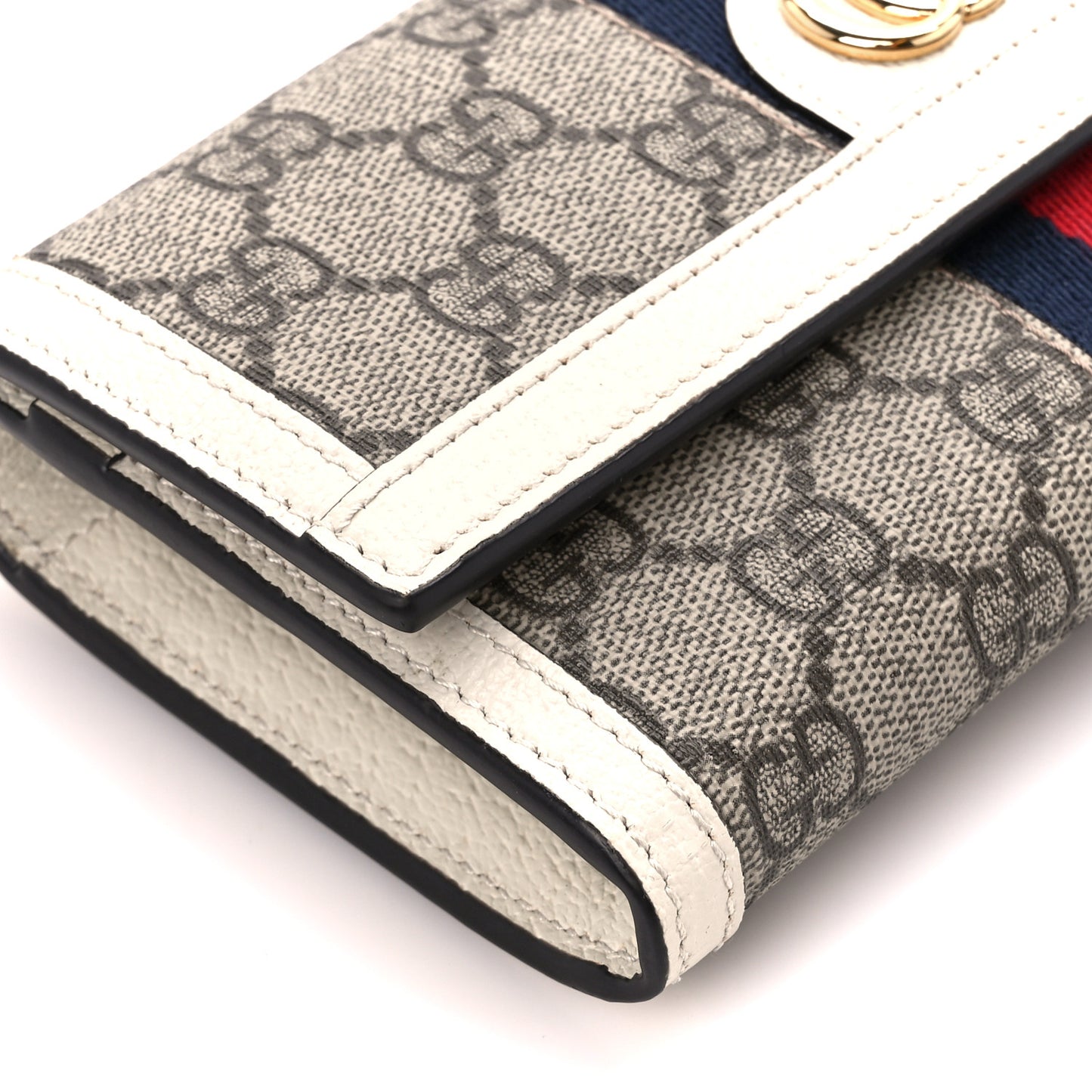 GG Supreme Monogram Web Ophidia Continental Wallet Beige White