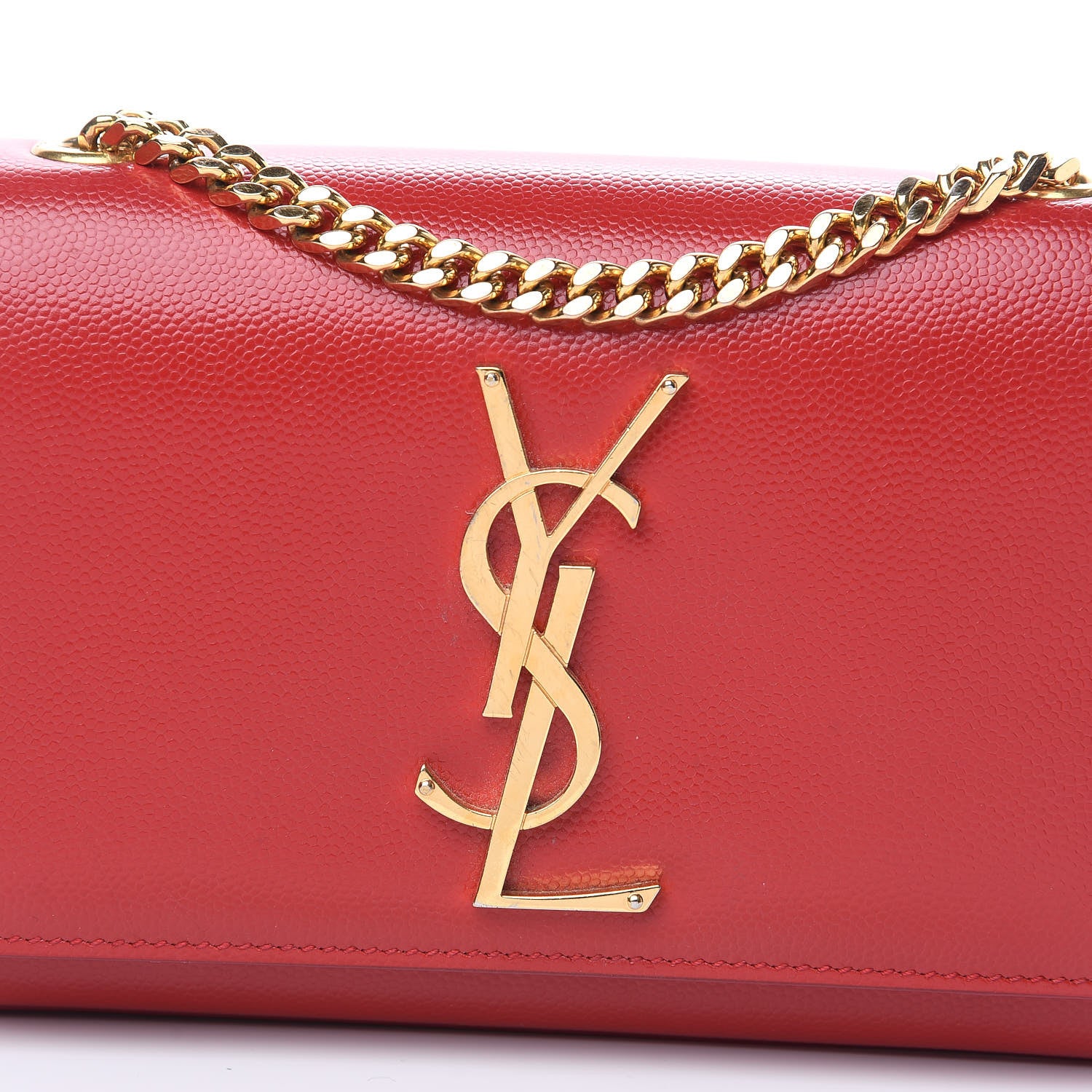 Saint Laurent Grain De Poudre Small Monogram Kate Satchel Red 8 of 11