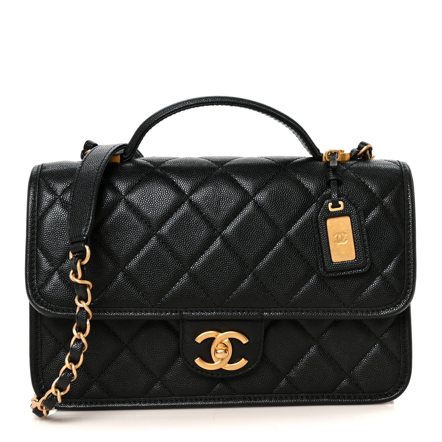 Chanel Caviar Quilted School Memory Small Top Handle Flap Black 1 of 12