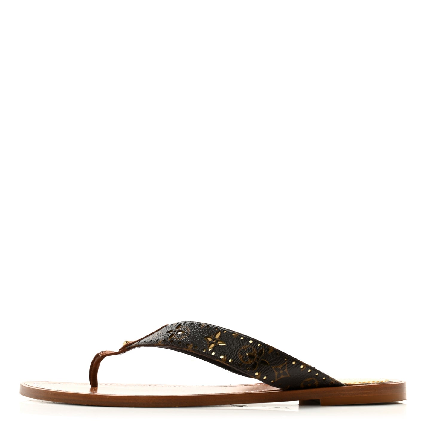 Monogram Sunny Flat Thong Sandals 41 Brown