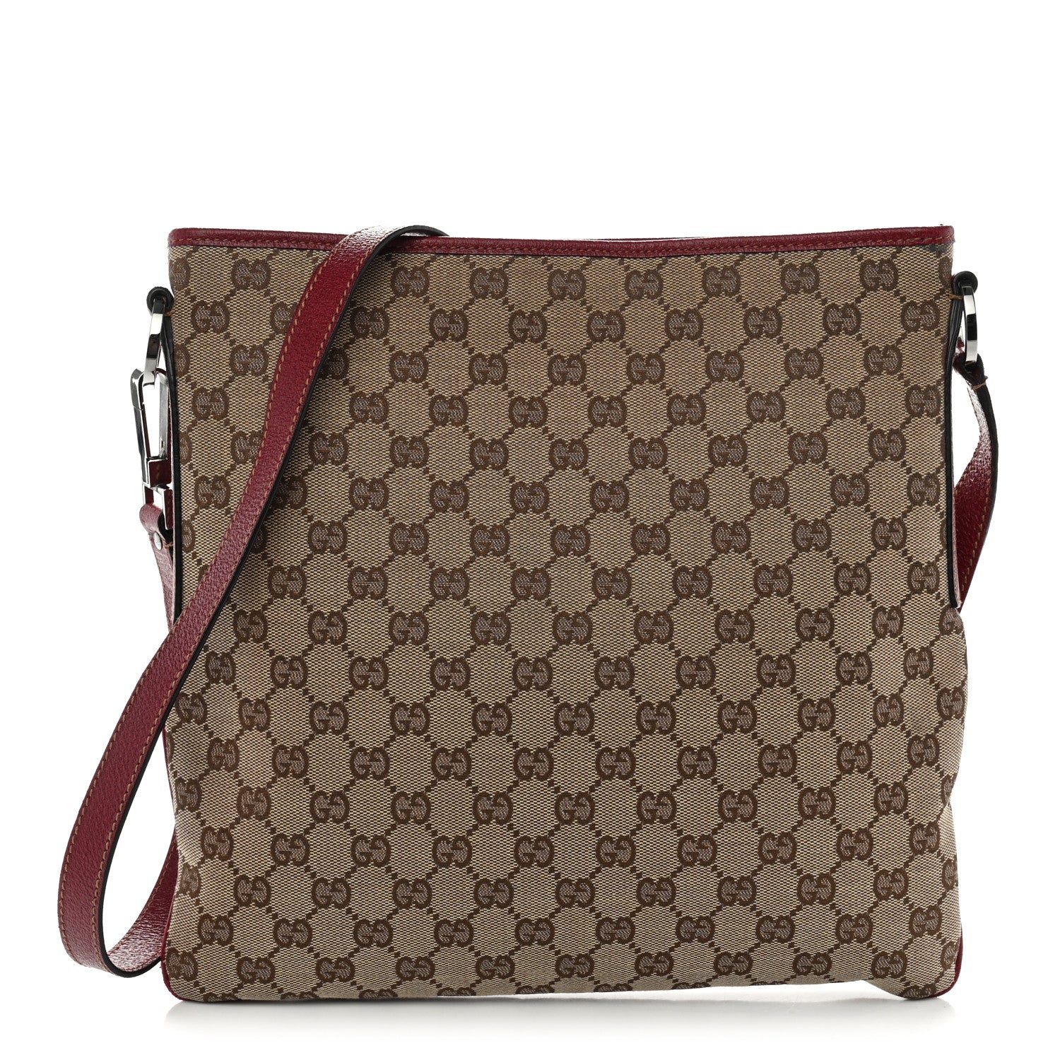 Gucci GG Supreme Monogram Medium Flat Messenger Bag Red 1 of 13