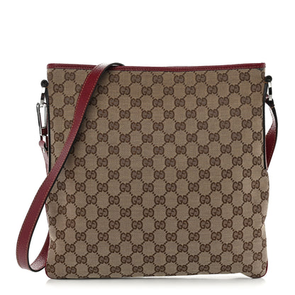 Gucci GG Supreme Monogram Medium Flat Messenger Bag Red 1 of 13