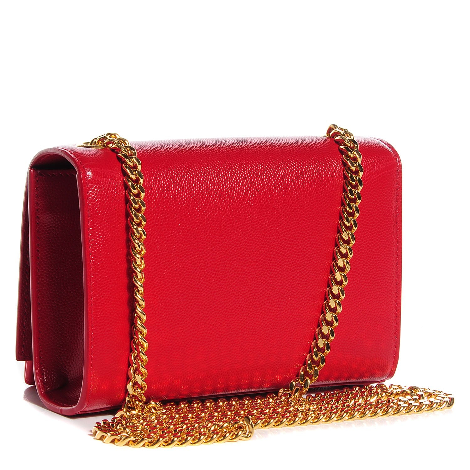 Saint Laurent Grain De Poudre Small Classic Monogram Satchel Lipstick Red 3 of 9