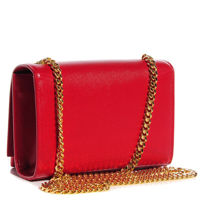 Saint Laurent Grain De Poudre Small Classic Monogram Satchel Lipstick Red 3 of 9