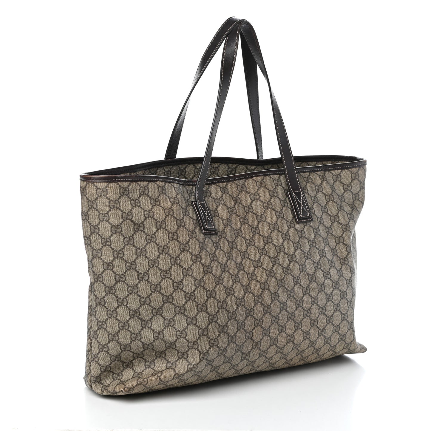 GG Supreme Monogram Large Zippered Shopping Tote Brown
