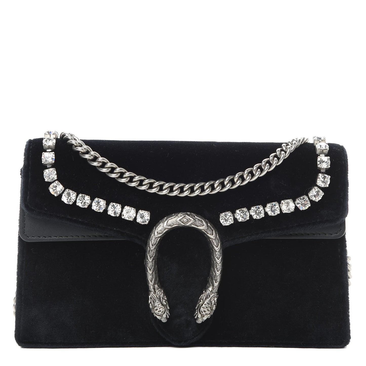 Velvet Crystal Super Mini Dionysus Shoulder Bag Black
