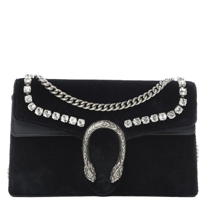 Gucci Velvet Crystal Super Mini Dionysus Shoulder Bag Black 1 of 15