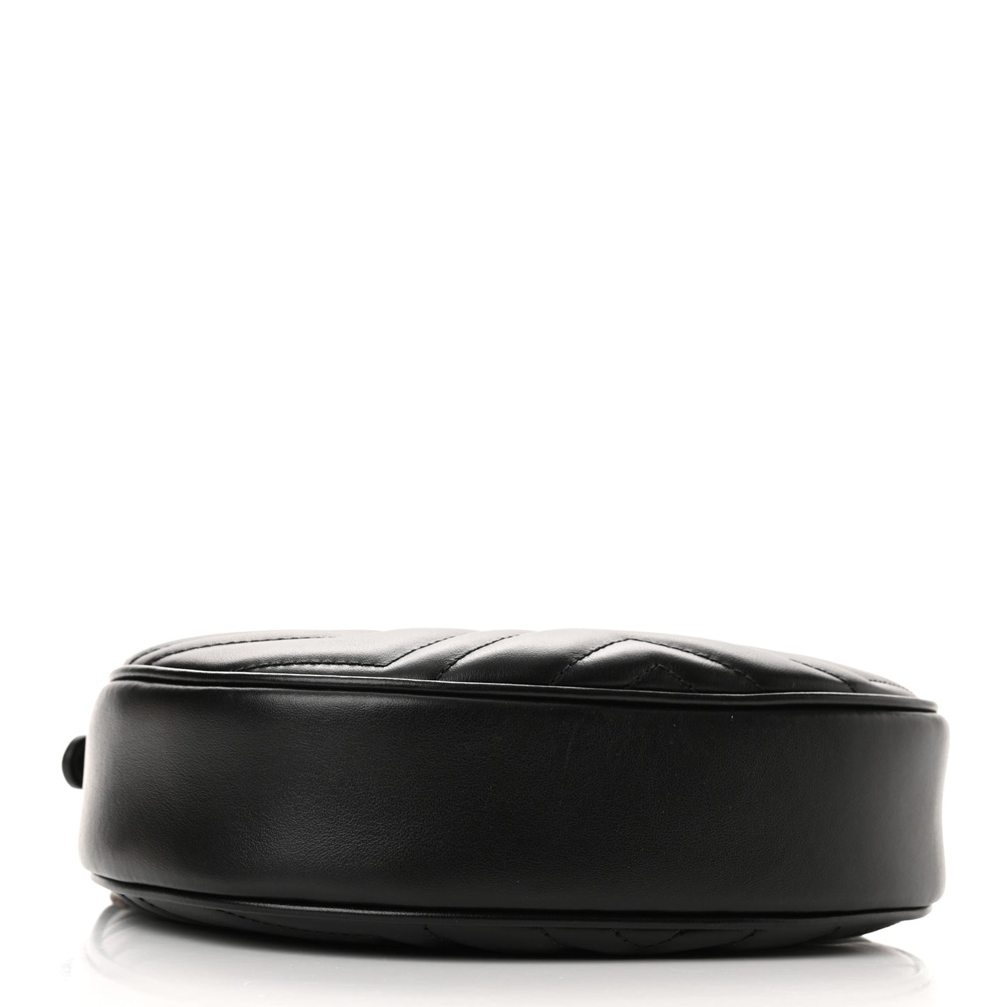 Calfskin Matelasse Chevron Mini GG Marmont Half Moon Hobo Black