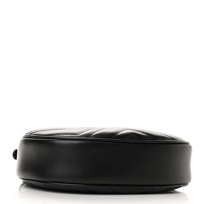 Gucci Calfskin Matelasse Chevron Mini GG Marmont Half Moon Hobo Black 4 of 10