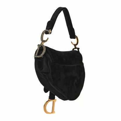 Christian Dior Velvet Crystal Mini Saddle Bag Black 2 of 5