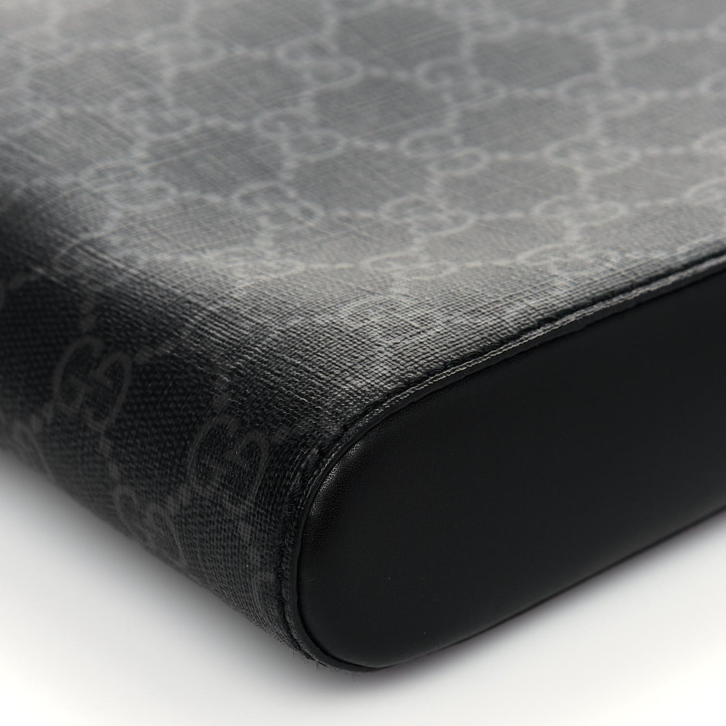 GG Supreme Monogram Appia Calfskin Web Flat Messenger Bag Black Grey