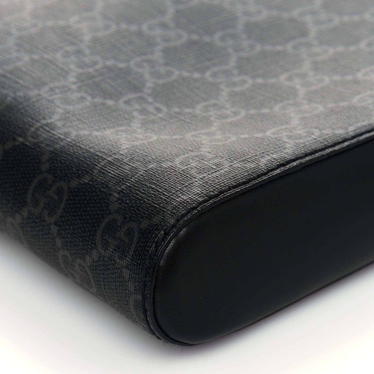 Gucci GG Supreme Monogram Appia Calfskin Web Flat Messenger Bag Black Grey 10 of 12