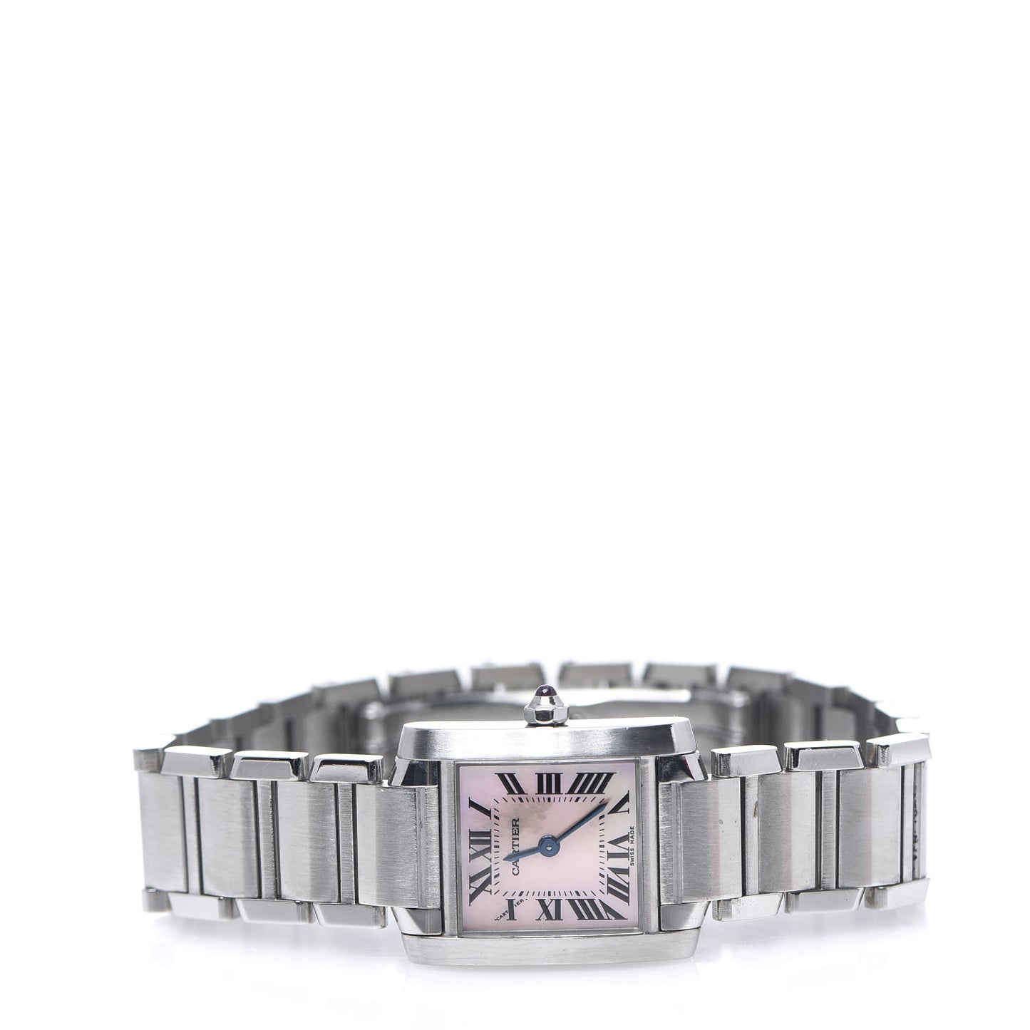 Stainless Steel Pink Mother of Pearl 20mm Tank Francaise Quartz Watch