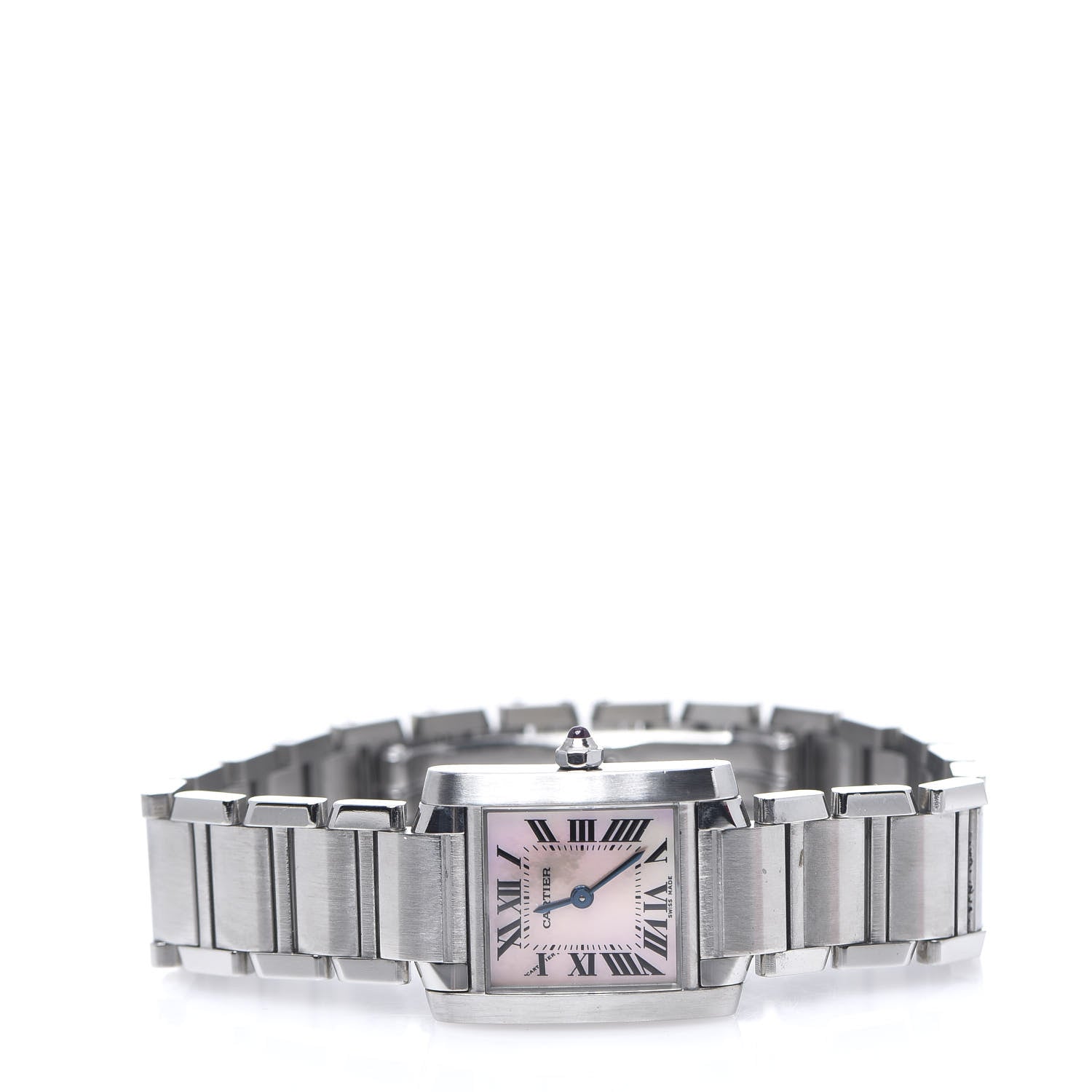 Cartier Stainless Steel Pink Mother of Pearl 20mm Tank Francaise Quartz Watch 2 of 8