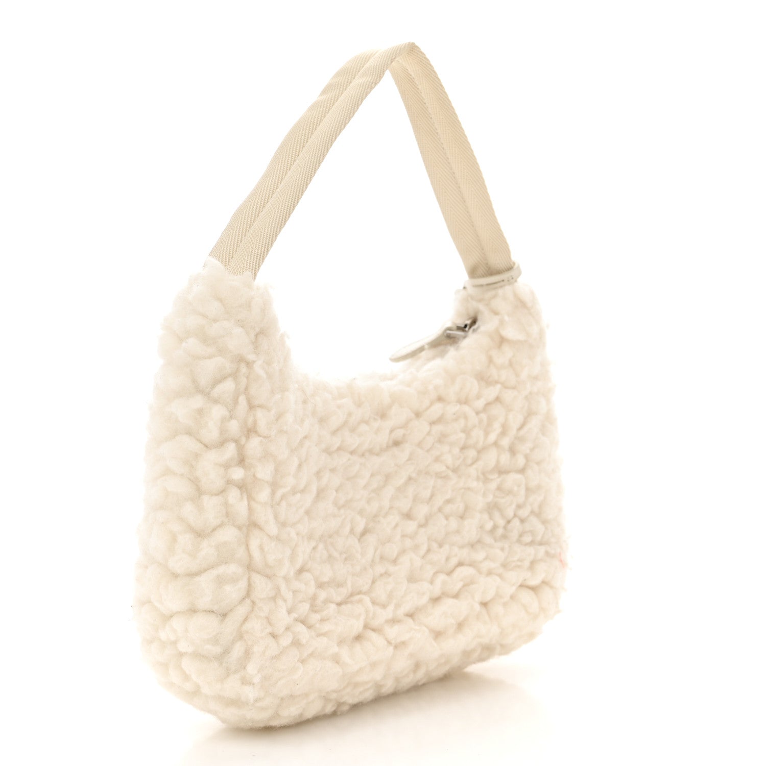 Prada Shearling Mini Re-Edition 2000 Bag Ecru 3 of 9