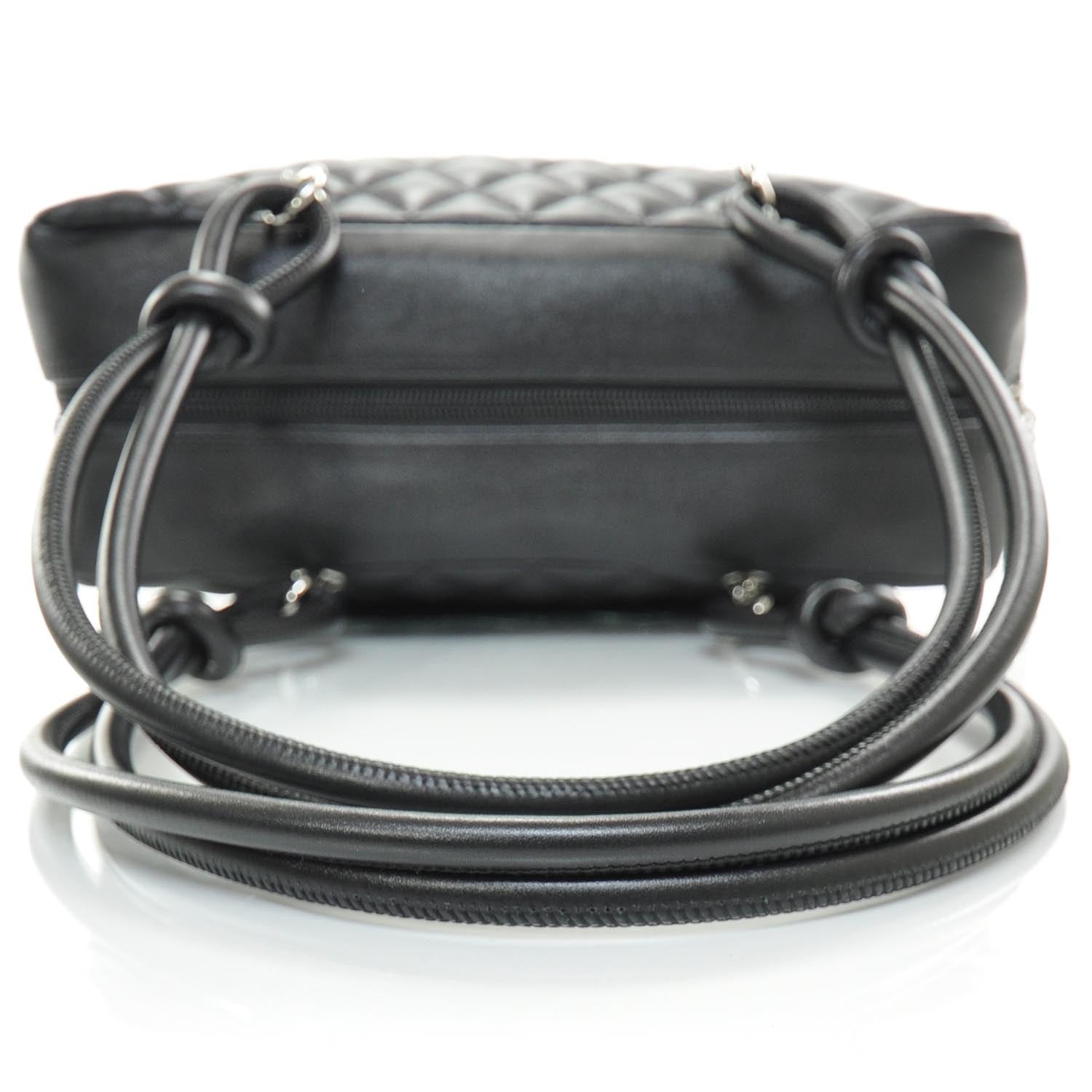 Chanel Calfskin Quilted Large Cambon Bowler Black White 5 of 9