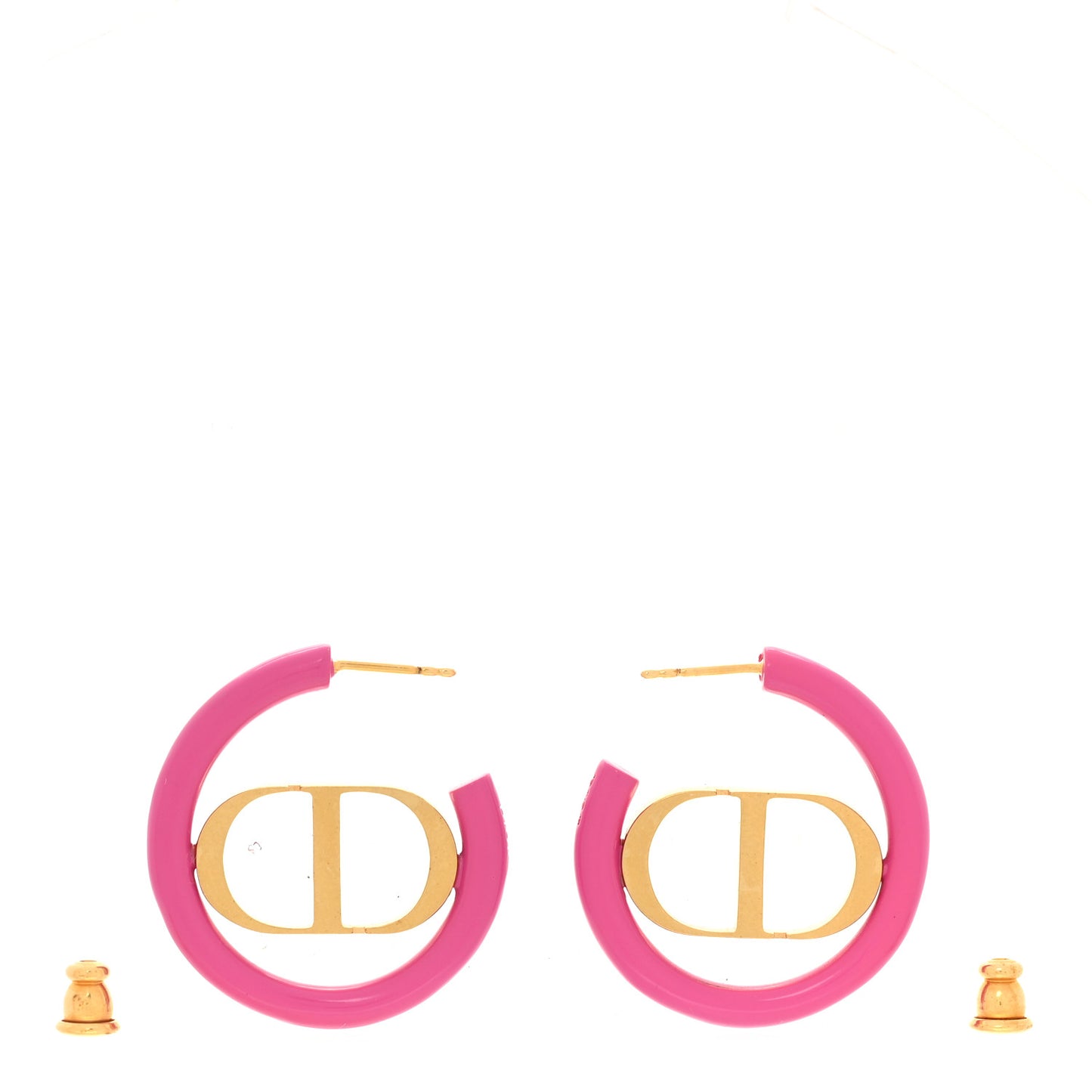 Metal Enamel 30 Montaigne Hoop Earrings Pink Gold