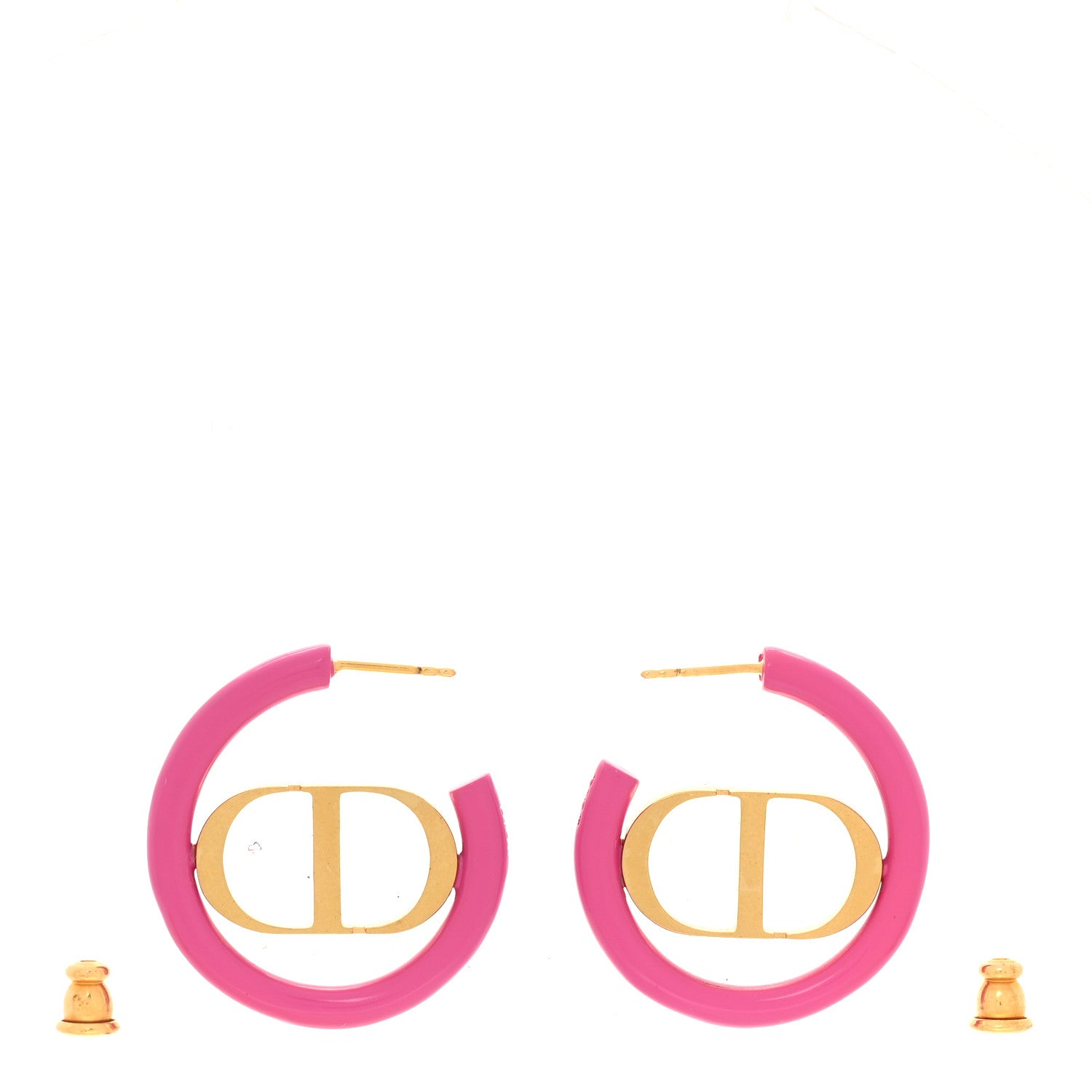 Christian Dior Metal Enamel 30 Montaigne Hoop Earrings Pink Gold 3 of 4