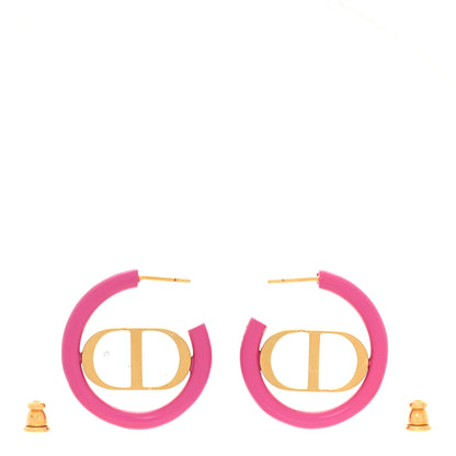 Christian Dior Metal Enamel 30 Montaigne Hoop Earrings Pink Gold 3 of 4