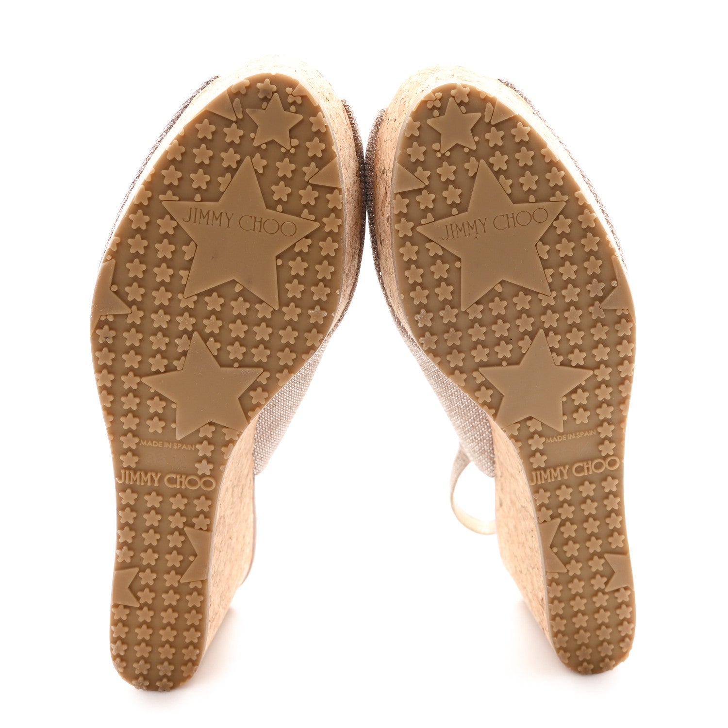 Jimmy Choo Glitter Mesh Cork Praise Espadrille Wedge Sandals 36.5 Powder Pink 6 of 8
