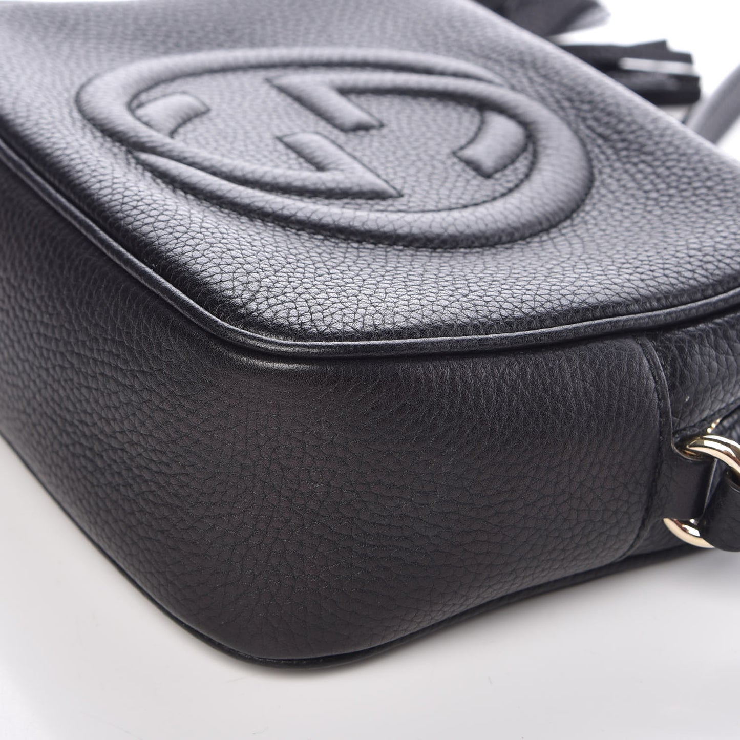 Pebbled Calfskin Small Soho Disco Bag Black