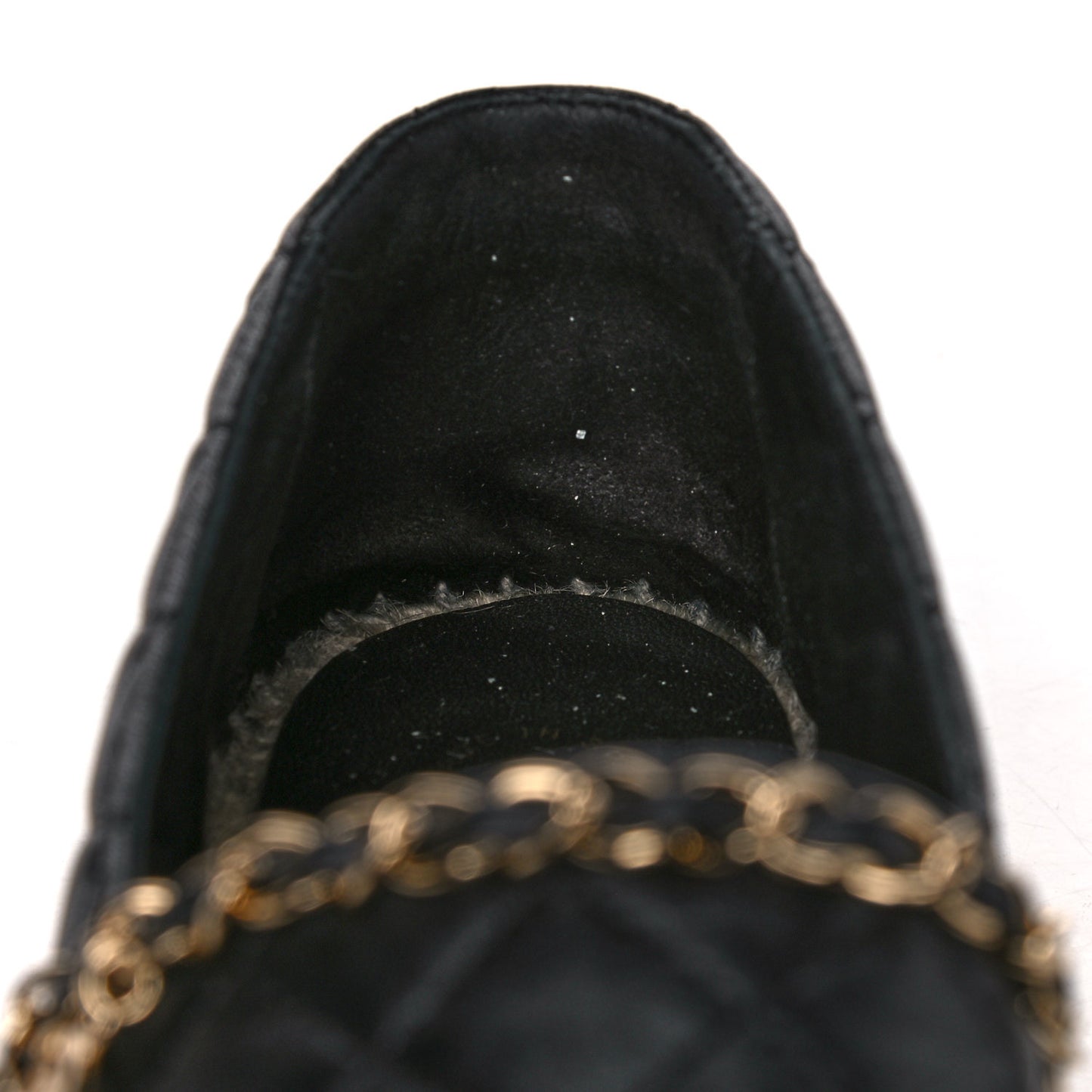 Lambskin Grosgrain Quilted CC Chain Espadrilles 38 Black