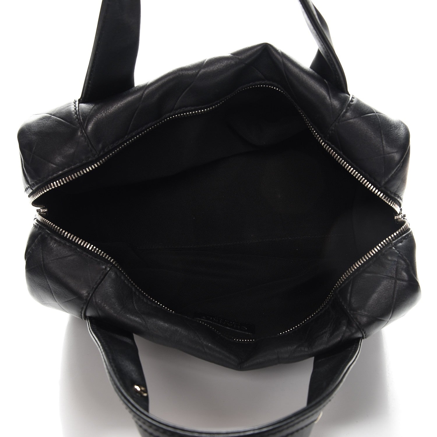 Chanel Calfskin Chevron CC All Day Long Boston Black 5 of 14