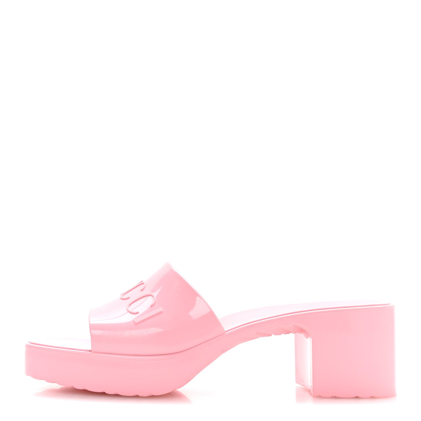 Rubber Gucci Logo Womens Platform 20/60mm Slide Sandals 38 Wild Rose