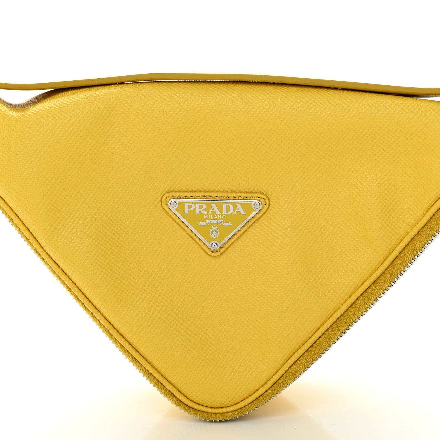 Prada Saffiano Triangle Shoulder Belt Bag Sunny Yellow 9 of 11