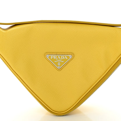 Prada Saffiano Triangle Shoulder Belt Bag Sunny Yellow 9 of 11