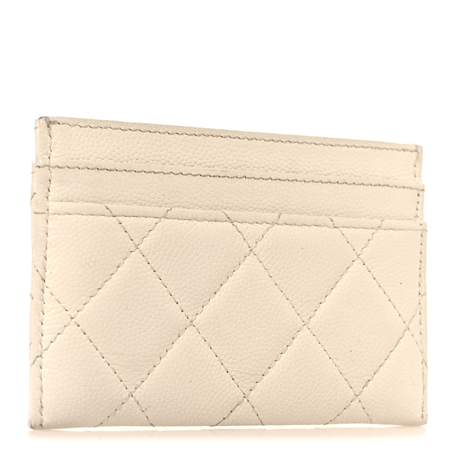 Caviar Quilted CC Logo Card Holder White
