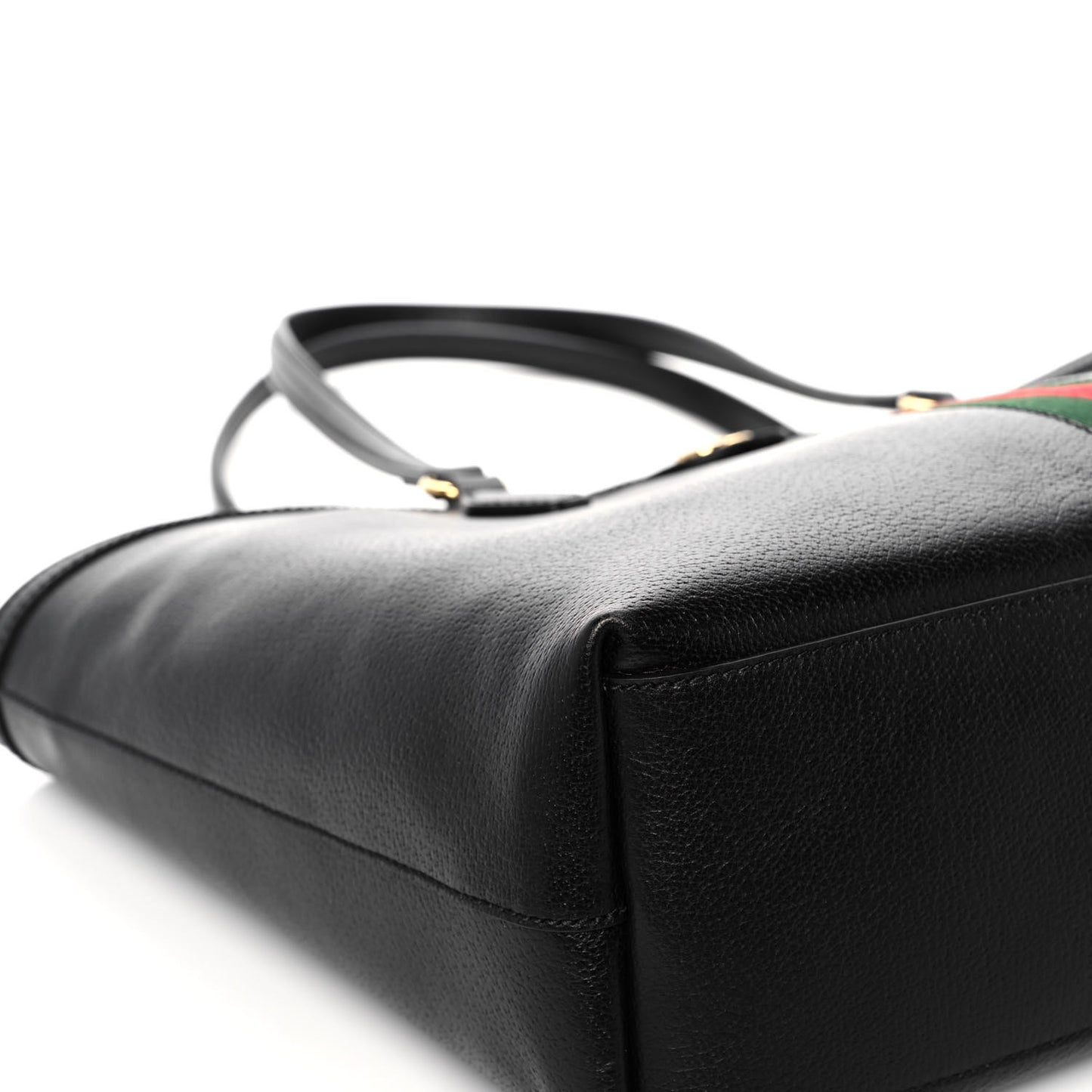 Textured Calfskin Web Medium Ophidia Shopping Tote Black