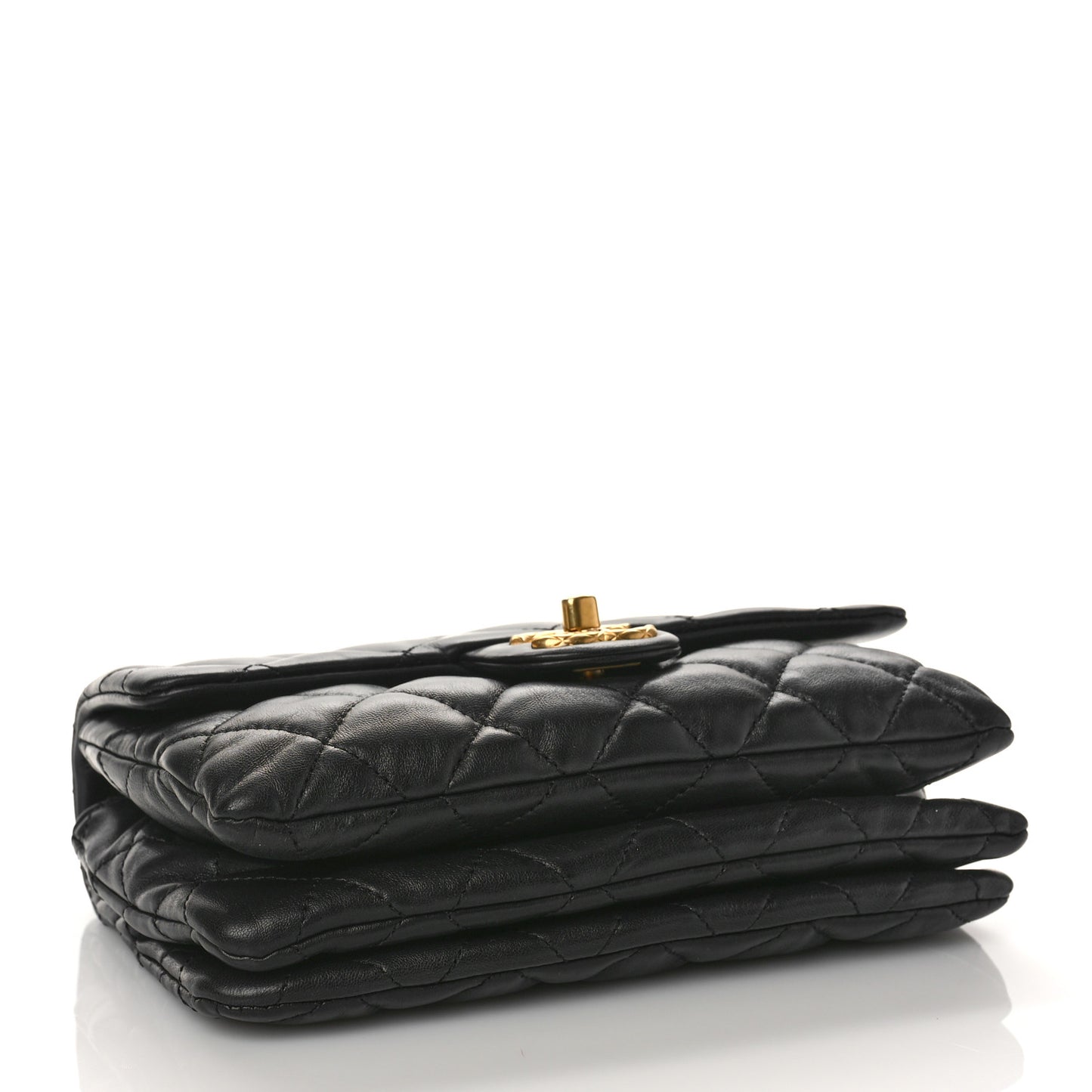 Lambskin Quilted Small Pillow Crush Flap Black